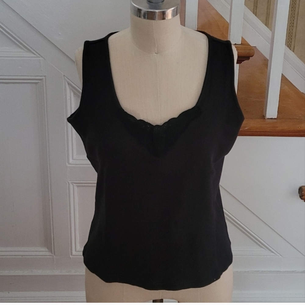 CHARTER CLUB Black Embroided Tank Top Size Large Petite - Picture 1 of 4